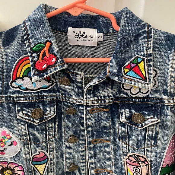 Lola + The Boys Denim Patch Jacket size 2 - Picture 2 of 10
